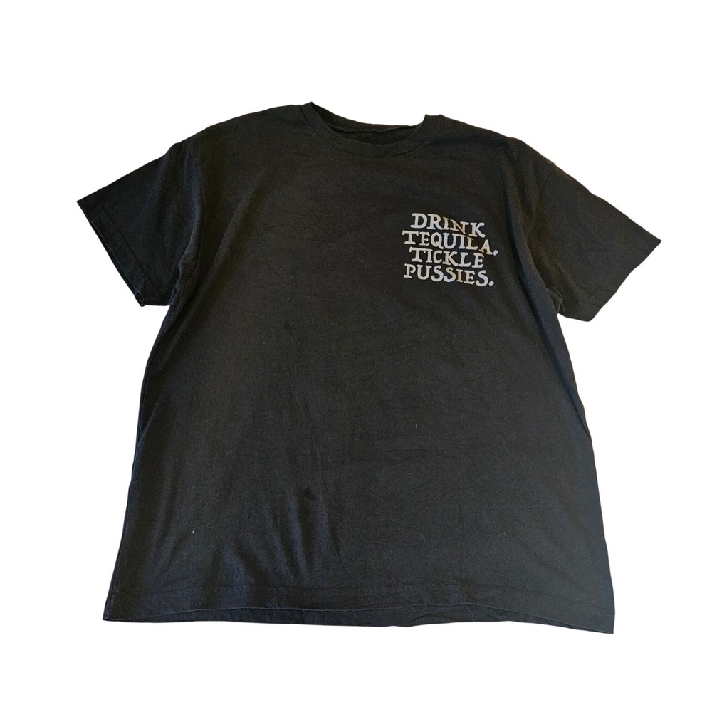 Assholes Live Forever Drink Tequila Graphic Tee Mens XL Black Skeleton Shirt